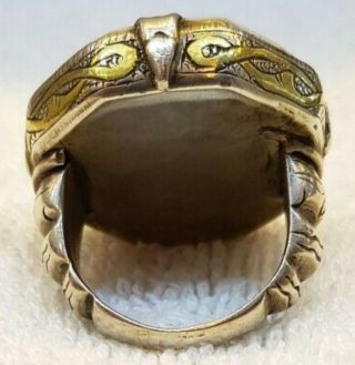 WOW Huge Old Antique Silver Ring With Evil Eyes Powerful Protection Agate Stone 9