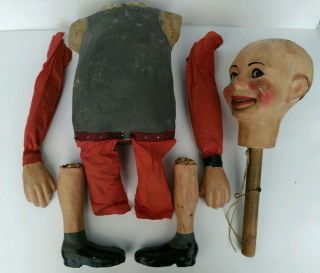 Antique Paper Mache Puppet Doll Parts Repair Flirty Moving Eyes Mouth Vintage 3