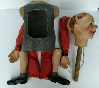 Antique Paper Mache Puppet Doll Parts Repair Flirty Moving Eyes Mouth Vintage 4