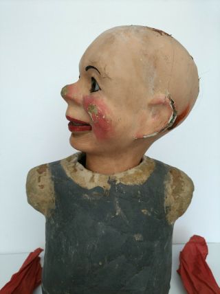 Antique Paper Mache Puppet Doll Parts Repair Flirty Moving Eyes Mouth Vintage 9