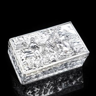 Raised Scenic Silver Table Snuff Box with Gilt Interior - Berthold Muller 10