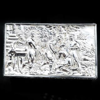 Raised Scenic Silver Table Snuff Box with Gilt Interior - Berthold Muller 8