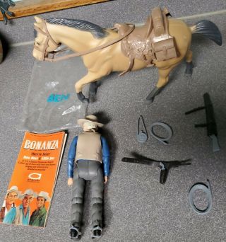 A,  AMERICAN CHARACTER BONANZA BEN CARTWRIGHT FIGURE & HORSE Many Accesories 2