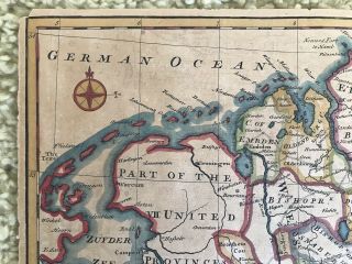 EMAN BOWEN ANTIQUE 1700s A Correct Map North West GERMANY 17” X 14” 4