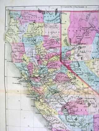 1881 Bradley Map - California Nevada - San Francisco Los Angeles Diego Las Vegas 2