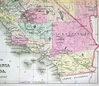 1881 Bradley Map - California Nevada - San Francisco Los Angeles Diego Las Vegas 3