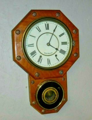 Antique 8 Day Seth Thomas " Office No.  3 " Wall Regulator Chime Clock Conn