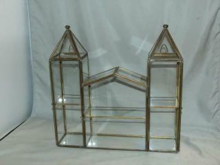 Brass & Glass 3 Part 6 Shelf Tabletop Mantle Wall Curio Display Case 10 1/4 