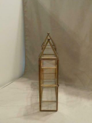 Brass & Glass 3 Part 6 Shelf Tabletop Mantle Wall Curio Display Case 10 1/4 