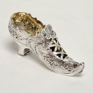 Antique Sterling Silver Lady Shoe " Elf Toe " By David Bridges,  London,  1896