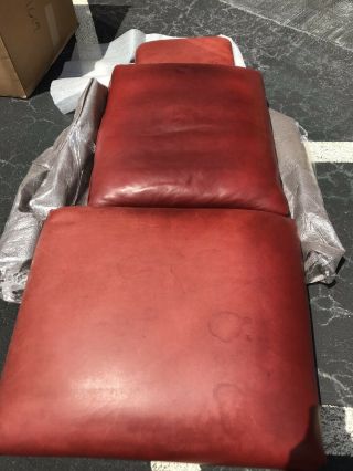 Stickley Bowed Arm Morris Chair And Foot Stool Red Leather (cushion Set Only)