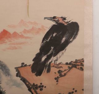 Pan Tianshou Signed Old Chinese Hand Painted Calligraphy Scroll w/Eagle 3