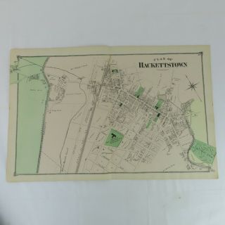 1874 Map Plan Of Hackettstown,  Nj F.  W.  Beers Warren County 2 Page