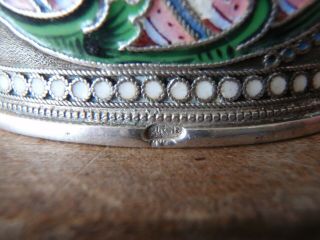 Antique Russian Silver 84 Ilya Egorovich Sorokin Floral Beads Enamel Napkin Ring 6