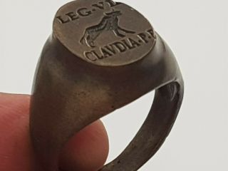 FANTASTIC EXTREMELY RARE ANCIENT ROMAN BRONZE SEAL RING/LEGION.  10,  4 GR.  22 MM 2