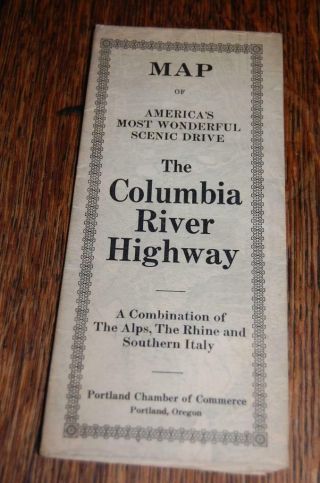 Rare 1915 Columbia River Highway Portland Oregon Antique Tourist Map Brochure