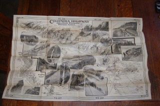 RARE 1915 COLUMBIA RIVER HIGHWAY PORTLAND OREGON ANTIQUE TOURIST MAP BROCHURE 3