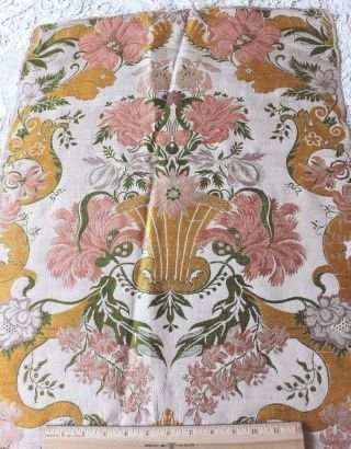 Antique 19thc French Silk Brocaded Fabric Renaissance Style Woven On 18th Loom