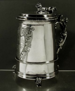 Continental Silver Tankard C1890 Maiden Handle - Coat Of Arms