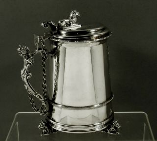 Continental Silver Tankard c1890 Maiden Handle - Coat of Arms 3