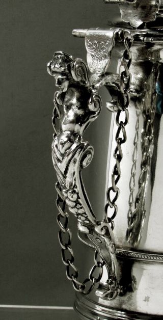 Continental Silver Tankard c1890 Maiden Handle - Coat of Arms 4