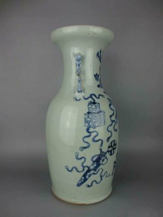 Chinese antique porcelain blue and green Decorative pattern Vase 5