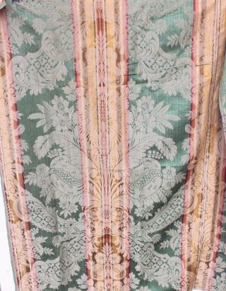 Antique 19thc French Silk Emerald Green " Emberline " Silk Frame Fabric C1860 - 1870