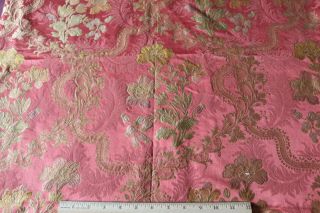 Stunning Antique French 19thc Silk Brocaded Lampas 18thc Style L - 45 " X W - 48 "