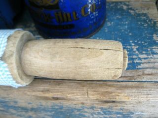 Early Antique Primitive Wood Rolling Pin Blue Homespun & Old Photo 7