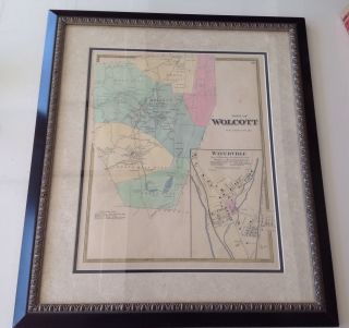 1867 Antique Map Of Wolcott,  Connecticut,  From Beers Atlas Framed
