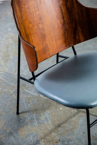 Mid Century Danish Modern Lounge Chair Penguin Ib Kofod Larsen Gray Leather Dark 5