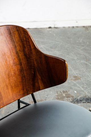 Mid Century Danish Modern Lounge Chair Penguin Ib Kofod Larsen Gray Leather Dark 9
