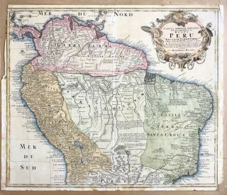 Antique Map 18th Century South America Brazil Peru Hand Coloured