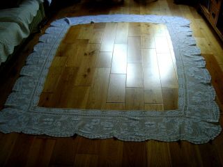 Rare Vintage Crochet Mary Card Lace For Tablecloth Bedspread Anemone & Butterfly