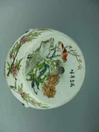Antique Chinese porcelain famille rose Flower and Bird Covered Cans 6