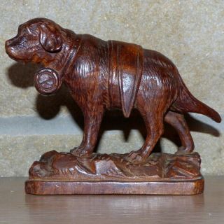 Late 19th Century Black Forest Carving Of A St.  Bernard Dog