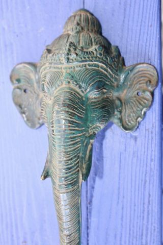 Bronze Ganesha Elephant Door Handle Pull Knob Verdigris Handmade Bali Art 2