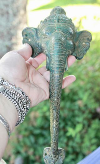 Bronze Ganesha Elephant Door Handle Pull Knob Verdigris Handmade Bali Art 5