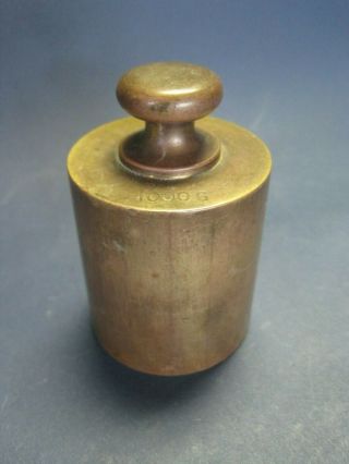 Antique Brass Scale Counter Weight 1000g Avoirdupois 2 Lb,  3 Ozs