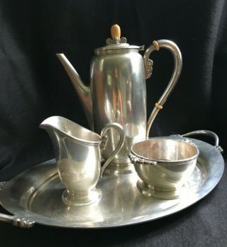 International Northern Lights Sterling Silver 4 Piece Rare 15 Cup Coffee Set