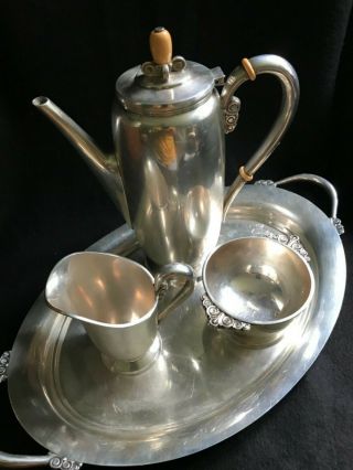 International Northern Lights Sterling Silver 4 Piece Rare 15 cup coffee set 2