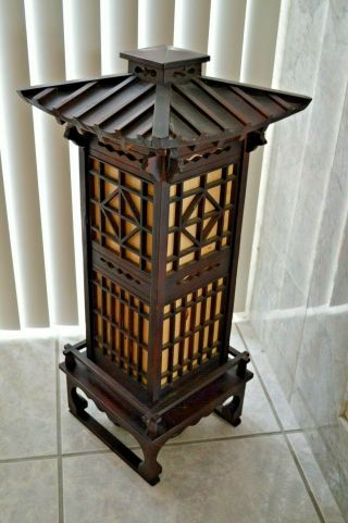 Vintage Mid Century Japanese Shoji Lantern Floor Lamp Roof Top Lantern