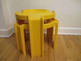 Mid - Century Modern Stoppino Kartell Space Age Yellow Table X2 C1970