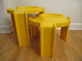 Mid - century Modern Stoppino Kartell Space Age Yellow Table X2 c1970 2