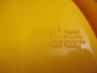 Mid - century Modern Stoppino Kartell Space Age Yellow Table X2 c1970 6