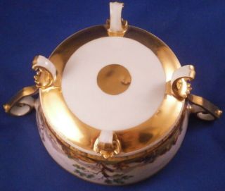 Antique 19thC Paris French Footed Porcelain Soup Cup Ecuelle Porzellan Tasse 11