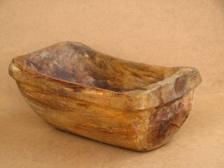 Antique Primitive Wood Hand Carved Bread Bowl Country Trencher Rare Rustic Farm