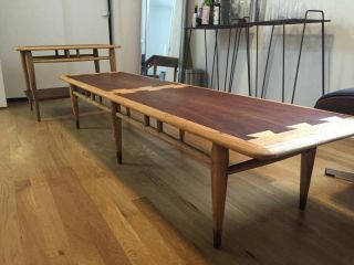 Vintage Mid Century Modern Lane Acclaim Dovetail Walnut Coffee Table Set 8