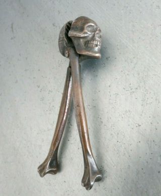 Antique Cast Iron Nutcracker_skull & Bones_jhb_c 1900 England_bronze Plated_rare