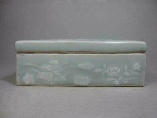 Antique Chinese Porcelain 19th Green Beans And White Decorative Pattern Box